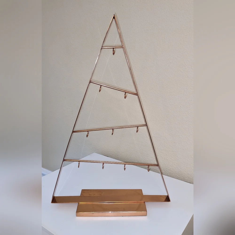 Crate & Barrel 16 Inch Copper Metal A-Frame Christmas Ornament Display Tree